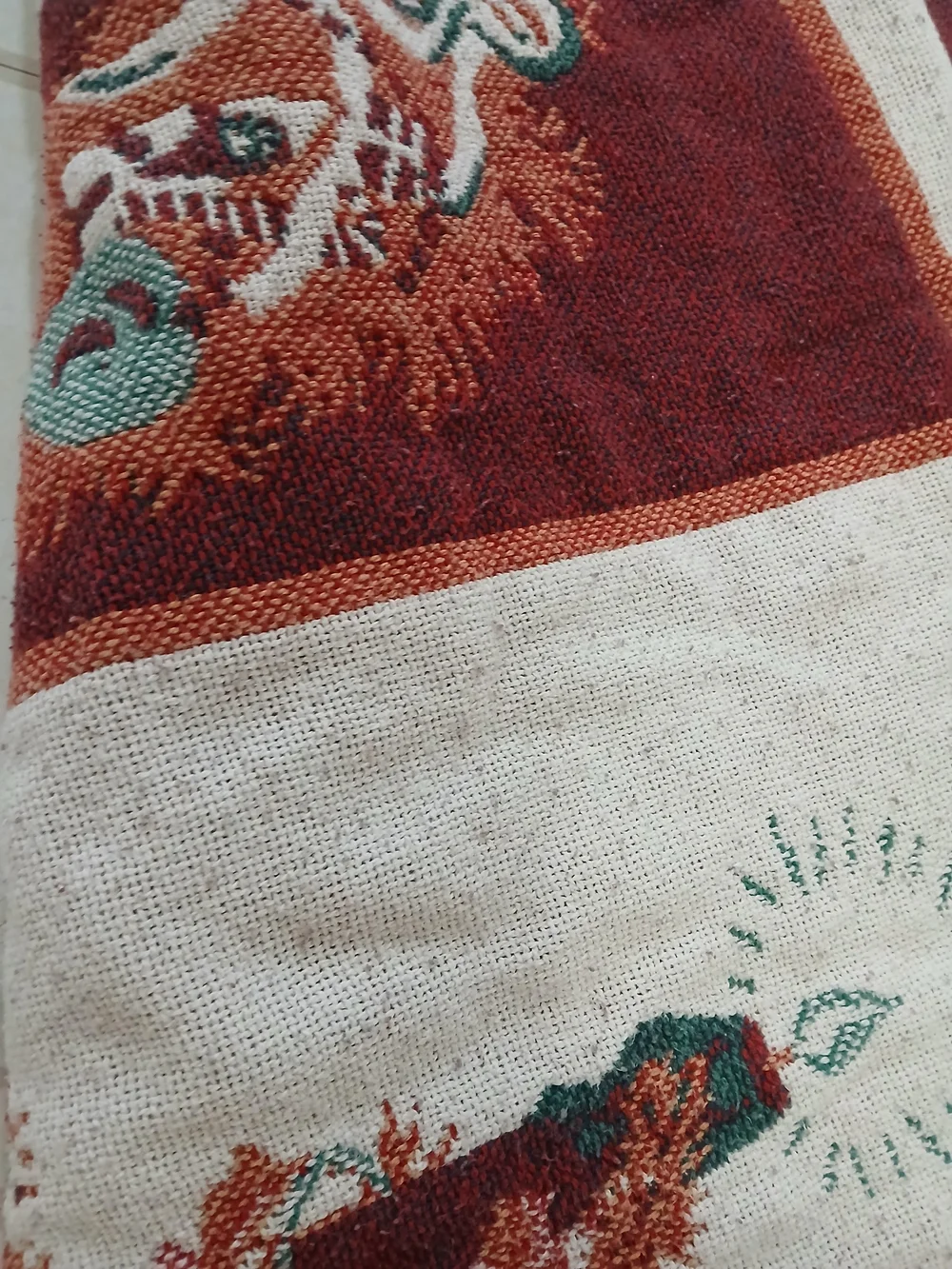 Vtg Crown Crafts Vintage Blanket Woven Cotton Fringe Train 55x42 Grandmacore